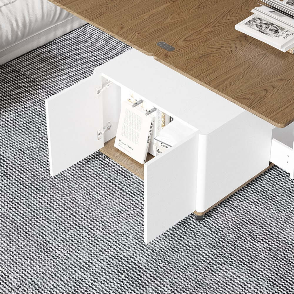 Modern Lift-Top Coffee Table With Storage & Wheels