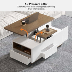 Modern Lift-Top Coffee Table With Storage & Wheels