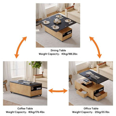 Modern Lift-Top Coffee Table With Storage & Wheels