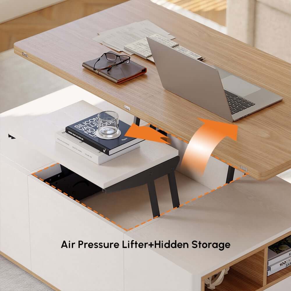Modern Lift-Top Coffee Table With Storage & Wheels