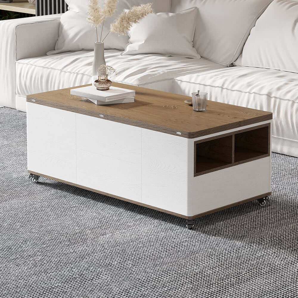 Modern Lift-Top Coffee Table With Storage & Wheels