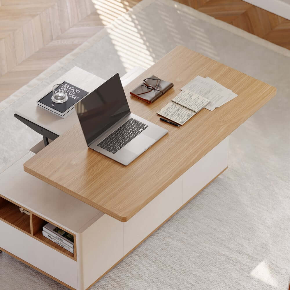 Modern Lift-Top Coffee Table With Storage & Wheels