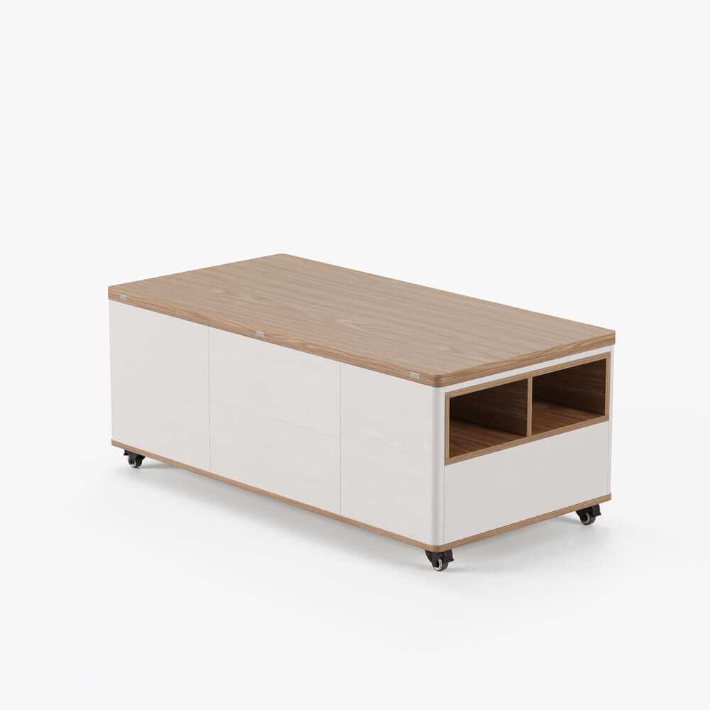 Modern Lift-Top Coffee Table With Storage & Wheels