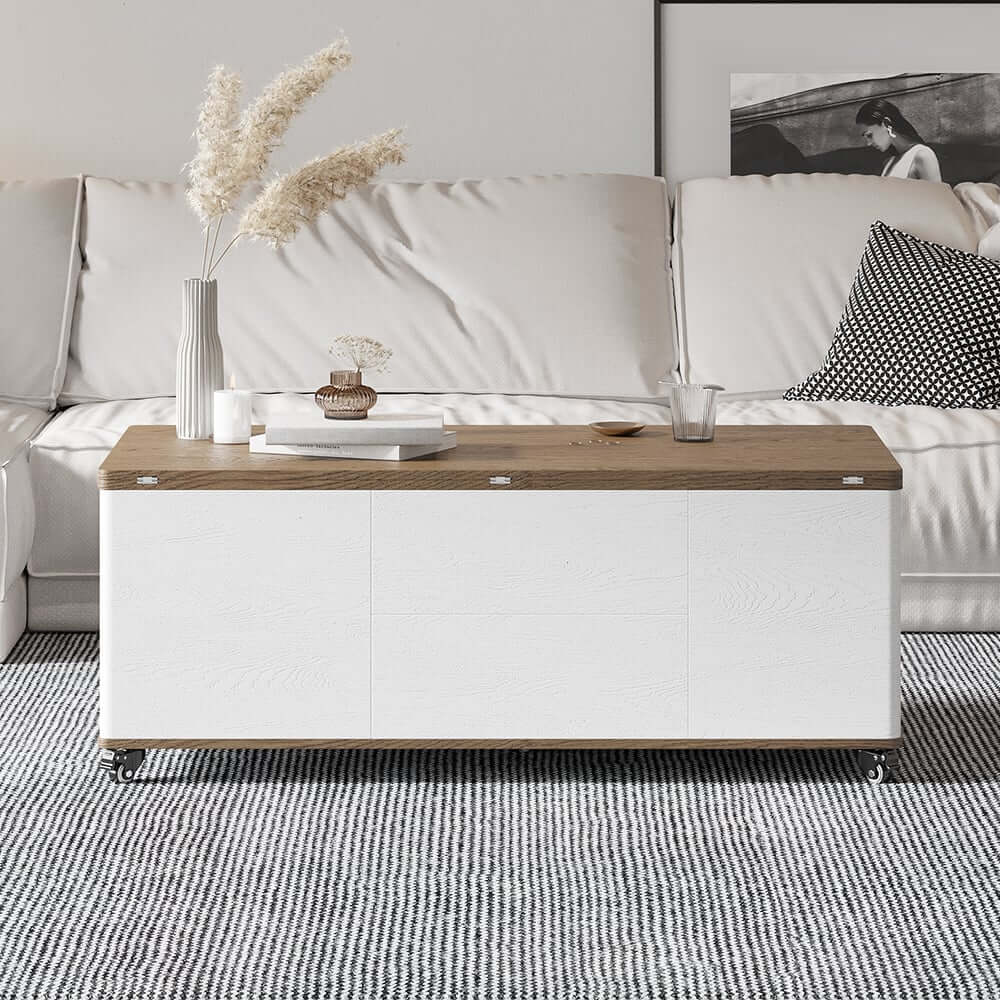 Modern Lift-Top Coffee Table With Storage & Wheels