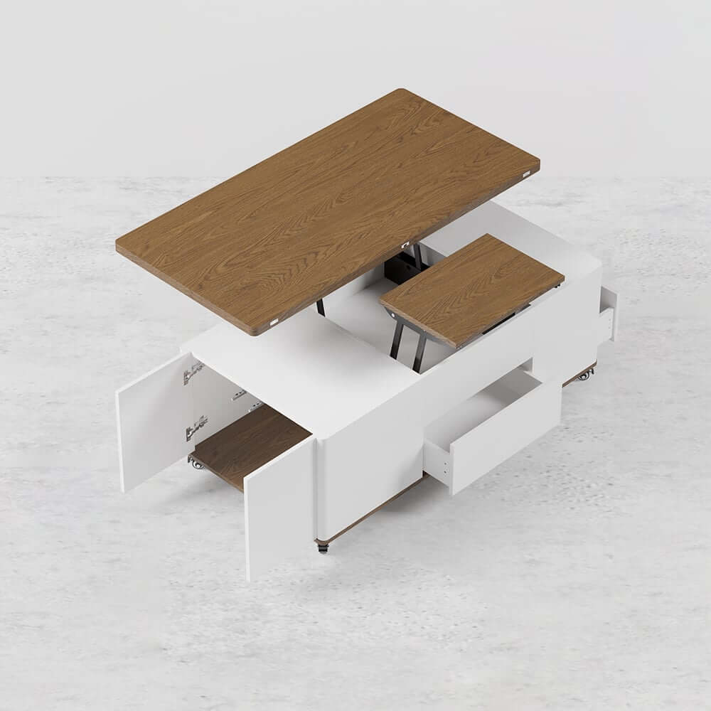 Modern Lift-Top Coffee Table With Storage & Wheels