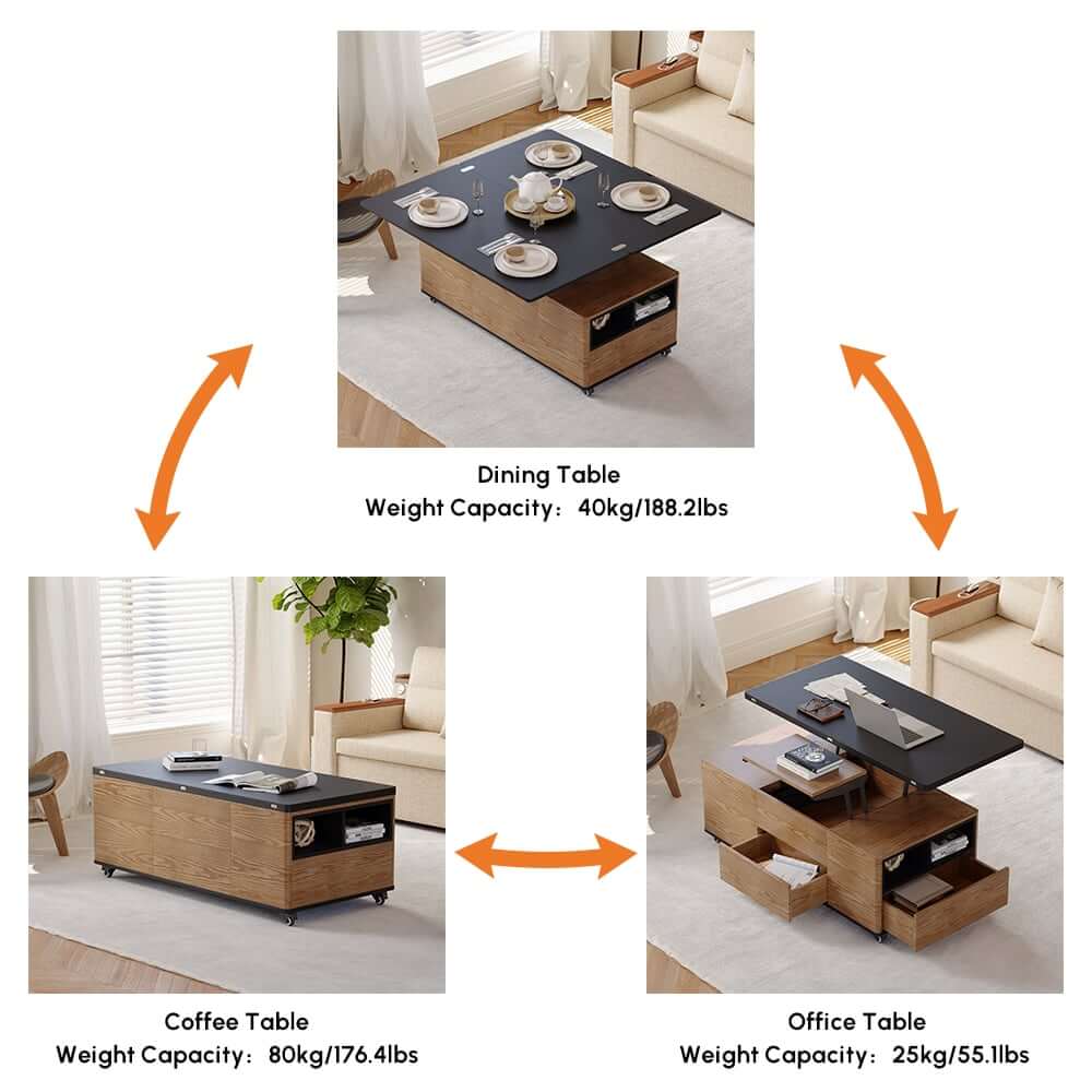 Modern Lift-Top Coffee Table With Storage & Wheels