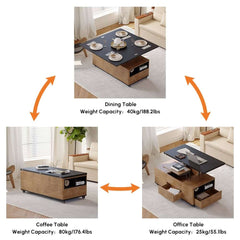 Modern Lift-Top Coffee Table With Storage & Wheels