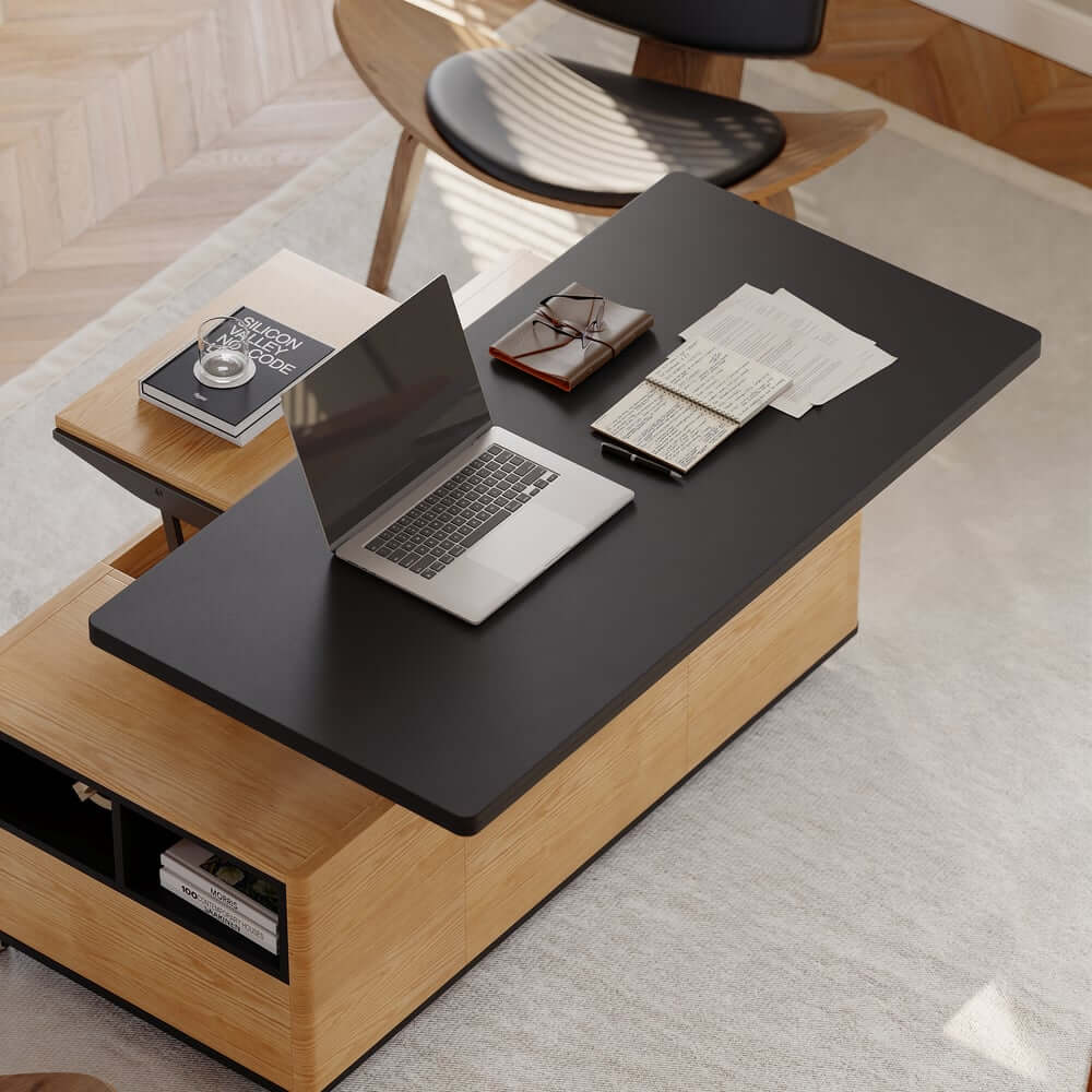 Modern Lift-Top Coffee Table With Storage & Wheels