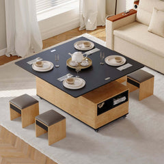Modern Lift-Top Coffee Table With Storage & Wheels