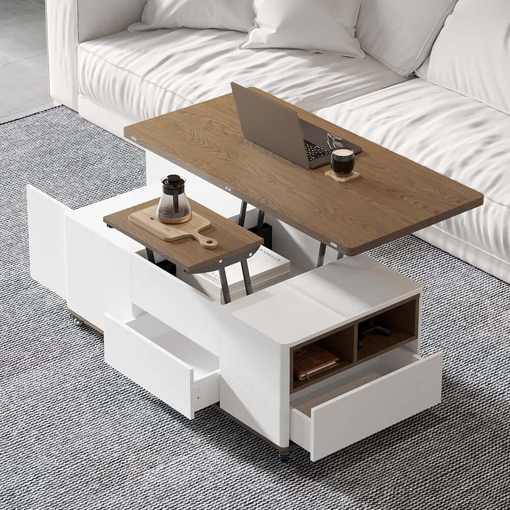 Modern Lift-Top Coffee Table With Storage & Wheels