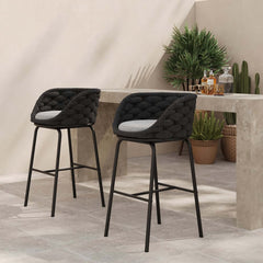 Modern Light and Dark Gray Waterproof Bar Stools with Ergonomic Design