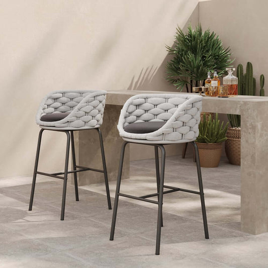 Modern Light and Dark Gray Waterproof Bar Stools with Ergonomic Design Main Product Image