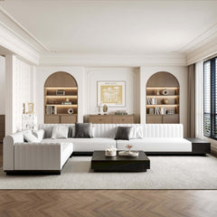 Modern Light Gray Modular Sectional Sofa Set With Storage