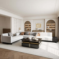 Modern Light Gray Modular Sectional Sofa Set With Storage