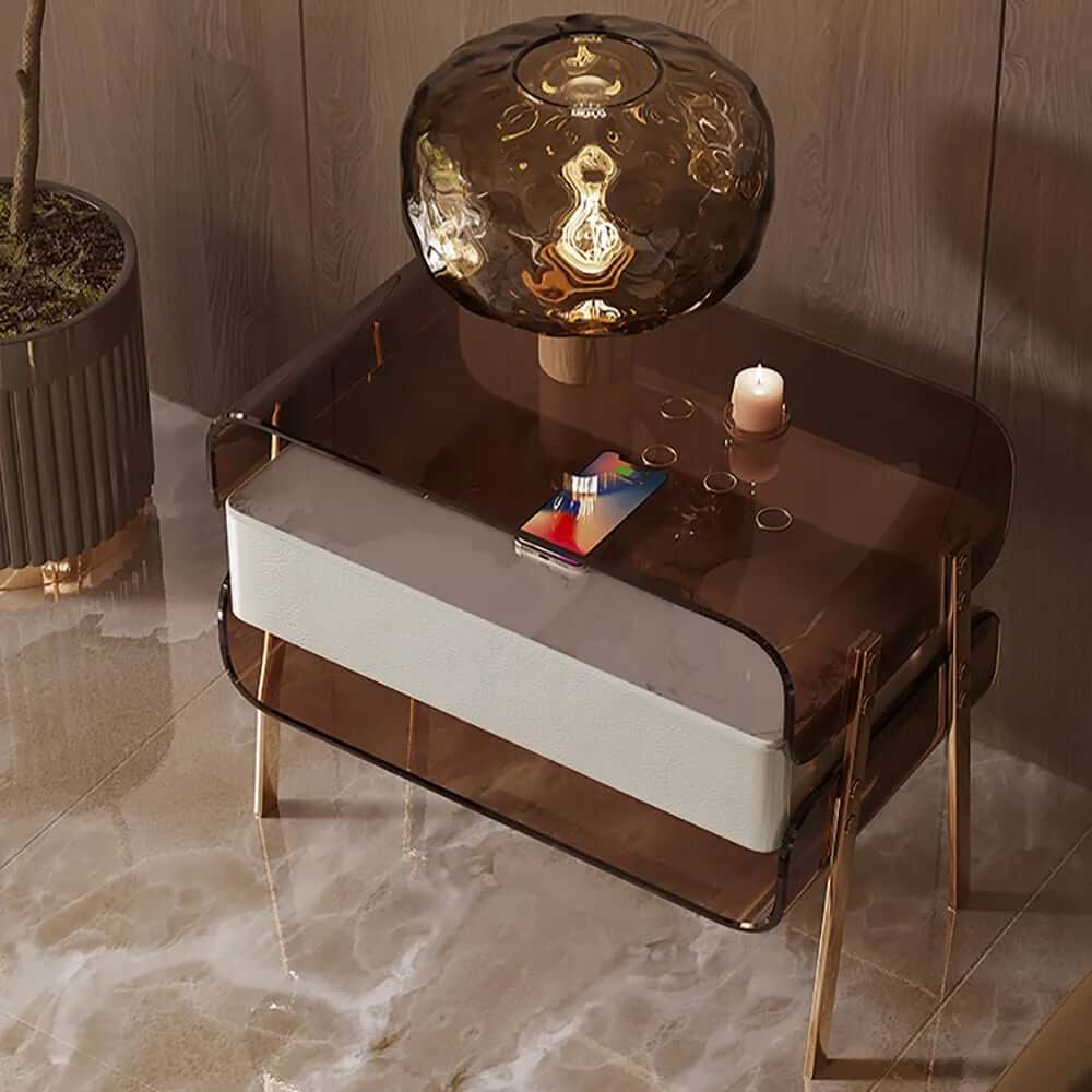 Modern Lighted Nightstand With Wireless Charging
