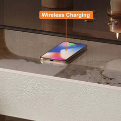 Modern Lighted Nightstand With Wireless Charging