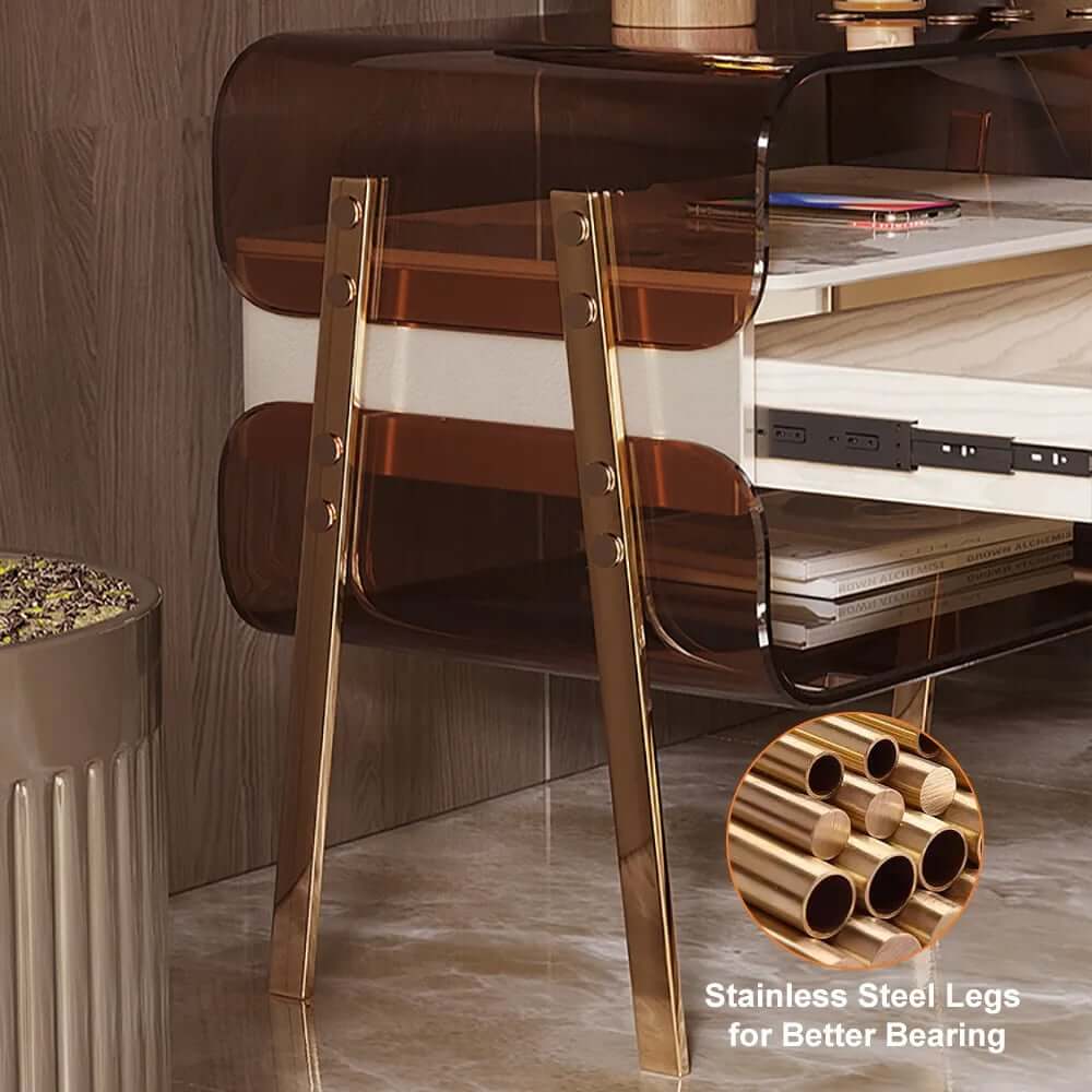 Modern Lighted Nightstand With Wireless Charging