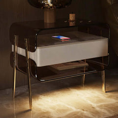 Modern Lighted Nightstand With Wireless Charging