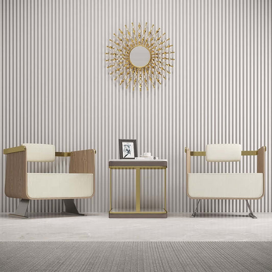 Modern Linen Arm Chair With Metal Legs - Solid Color