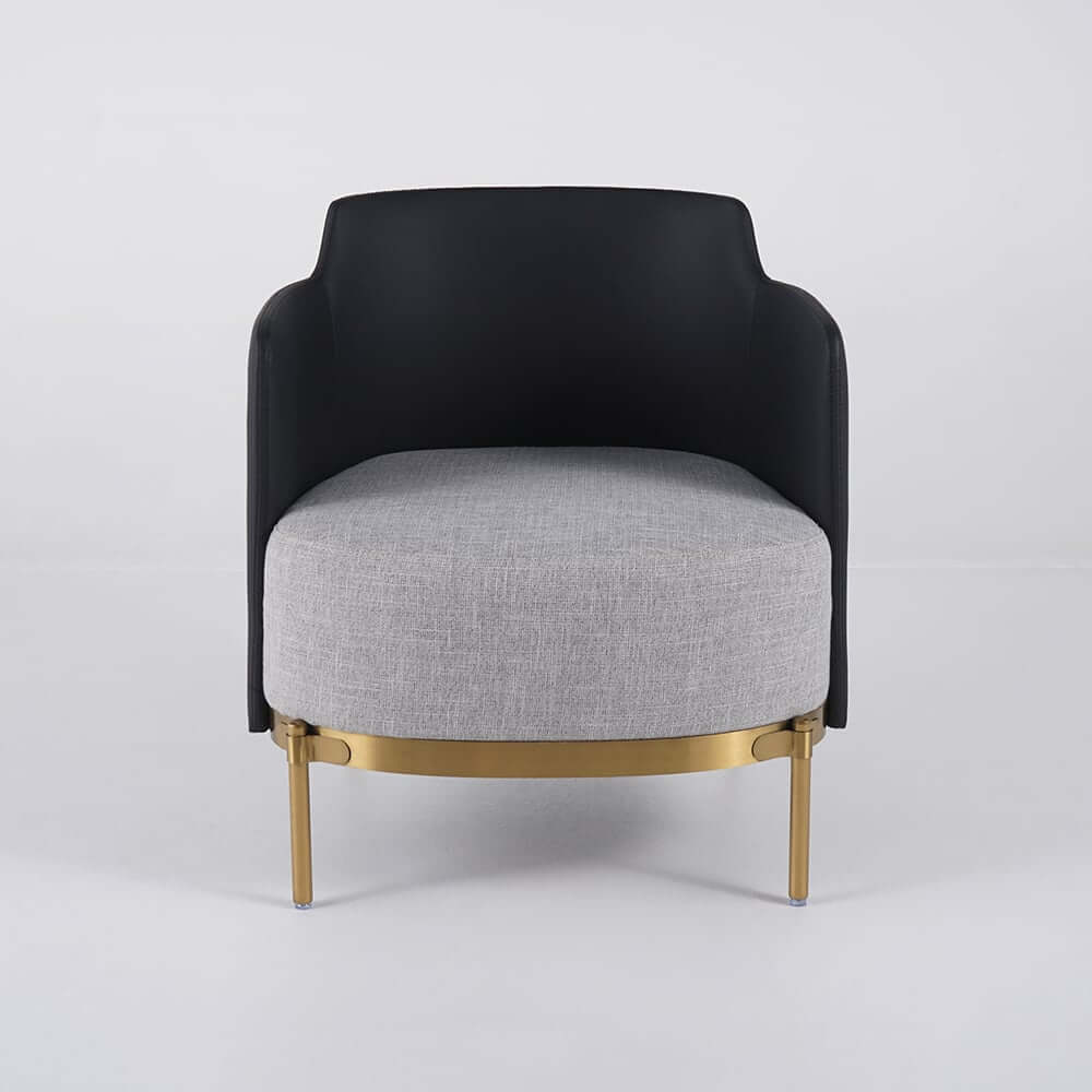 Modern Linen Barrel Chair With Gold Stainless Steel Legs