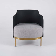 Modern Linen Barrel Chair With Gold Stainless Steel Legs