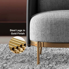 Modern Linen Barrel Chair With Gold Stainless Steel Legs