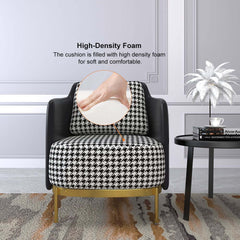 Modern Linen Barrel Chair With Gold Stainless Steel Legs