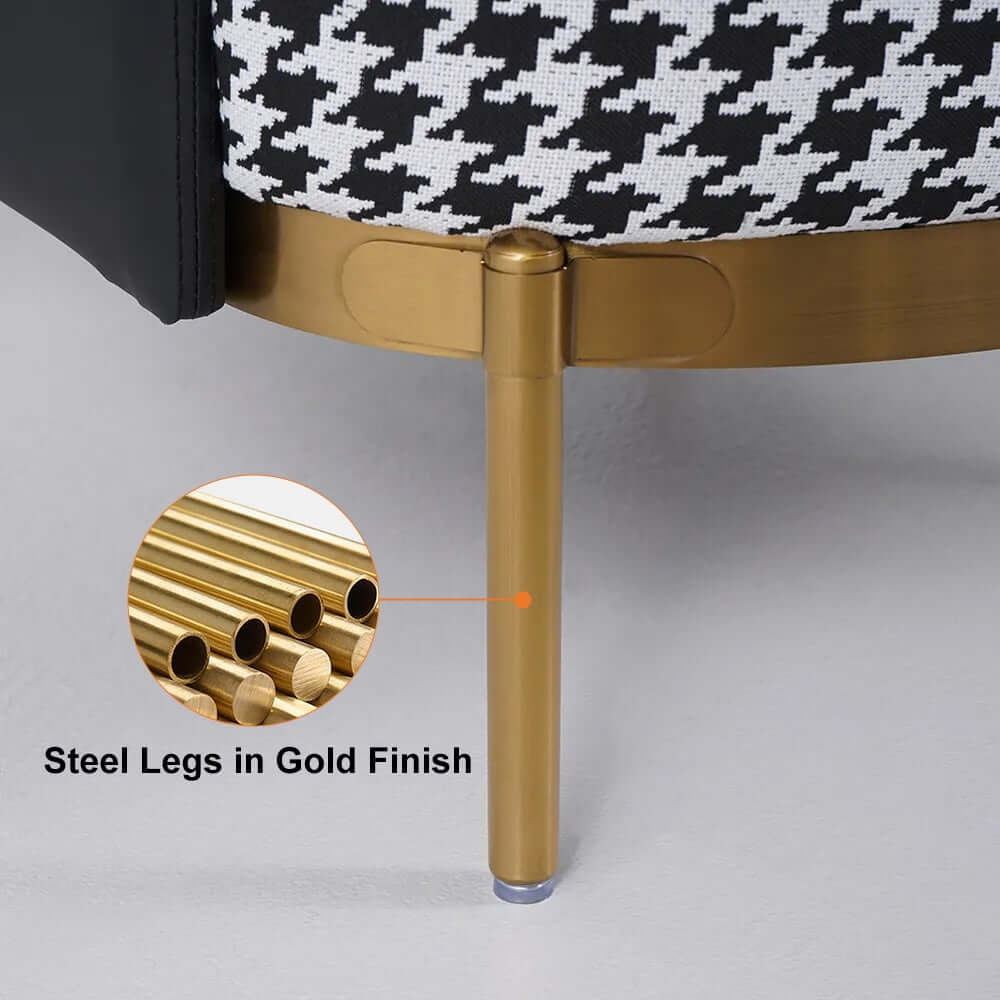 Modern Linen Barrel Chair With Gold Stainless Steel Legs