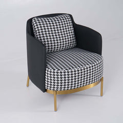 Modern Linen Barrel Chair With Gold Stainless Steel Legs