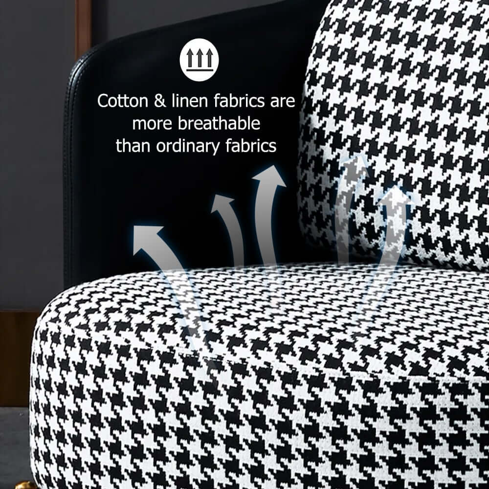Modern Linen Barrel Chair With Gold Stainless Steel Legs