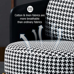 Modern Linen Barrel Chair With Gold Stainless Steel Legs