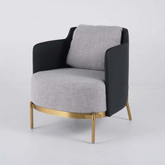Modern Linen Barrel Chair With Gold Stainless Steel Legs