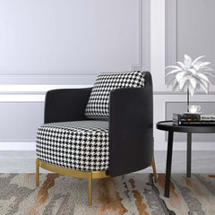 Modern Linen Barrel Chair With Gold Stainless Steel Legs