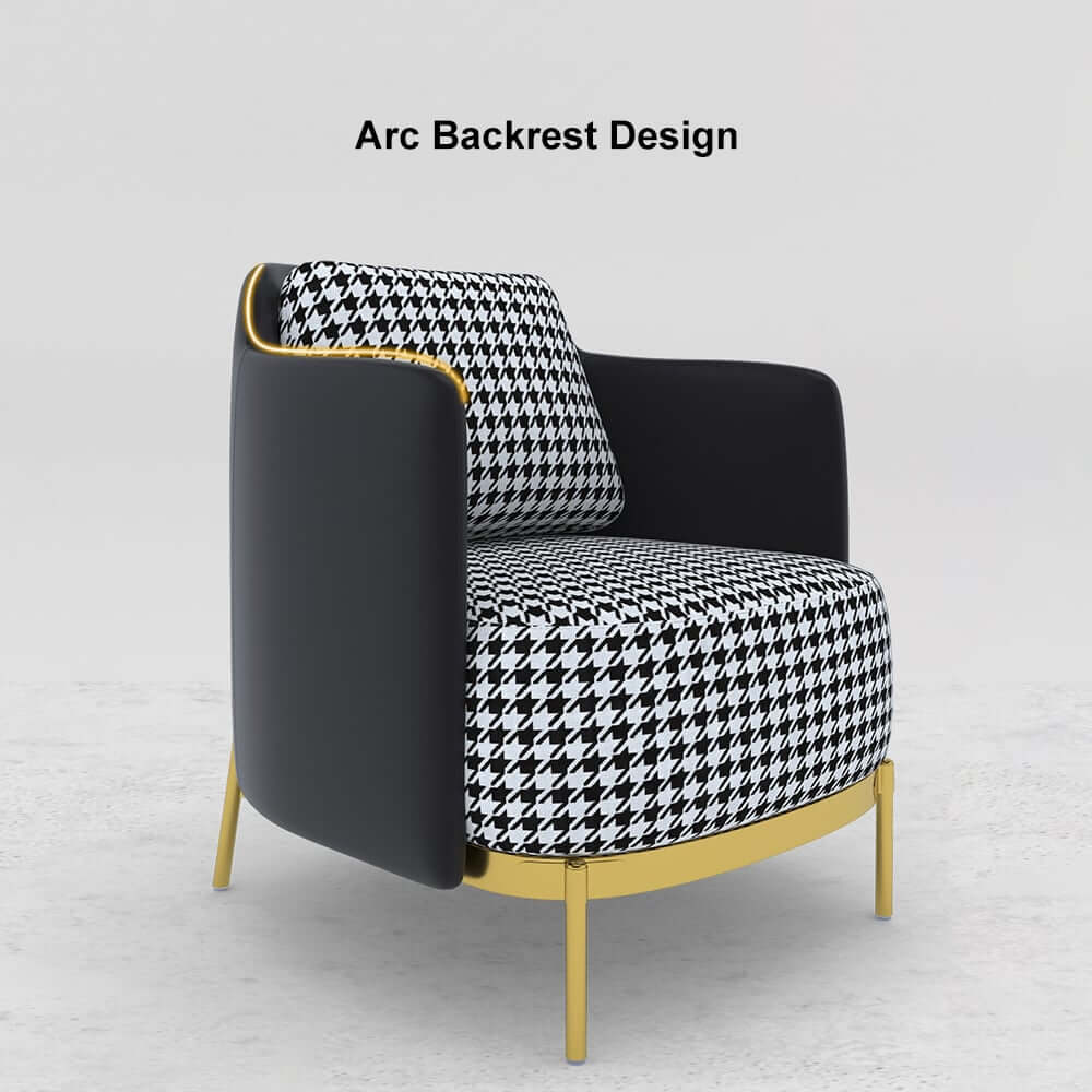 Modern Linen Barrel Chair With Gold Stainless Steel Legs