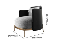 Modern Linen Barrel Chair With Gold Stainless Steel Legs Dimensions
