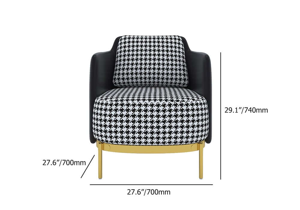 Modern Linen Barrel Chair With Gold Stainless Steel Legs Dimensions