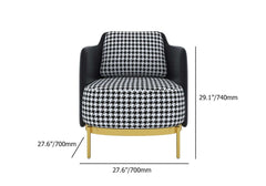 Modern Linen Barrel Chair With Gold Stainless Steel Legs Dimensions