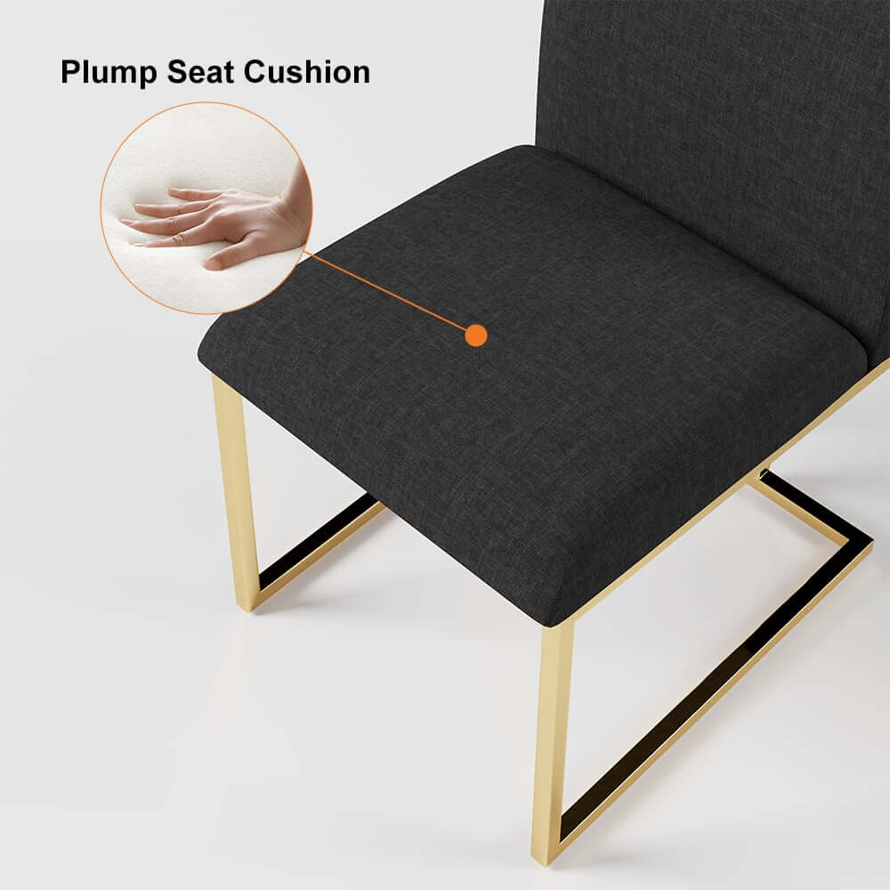 Modern Linen Side Chair Set Of 2 With Gold Legs