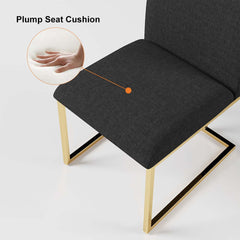 Modern Linen Side Chair Set Of 2 With Gold Legs