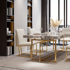 Modern Linen Side Chair Set Of 2 With Gold Legs