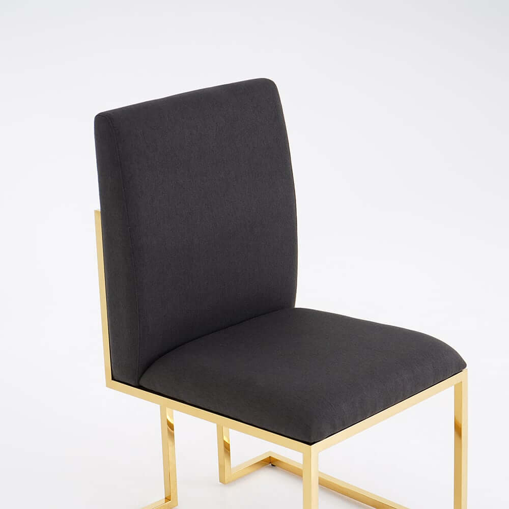 Modern Linen Side Chair Set Of 2 With Gold Legs