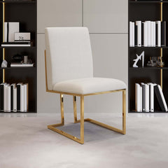 Modern Linen Side Chair Set Of 2 With Gold Legs