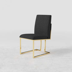 Modern Linen Side Chair Set Of 2 With Gold Legs