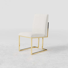 Modern Linen Side Chair Set Of 2 With Gold Legs