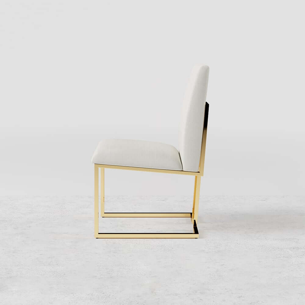 Modern Linen Side Chair Set Of 2 With Gold Legs