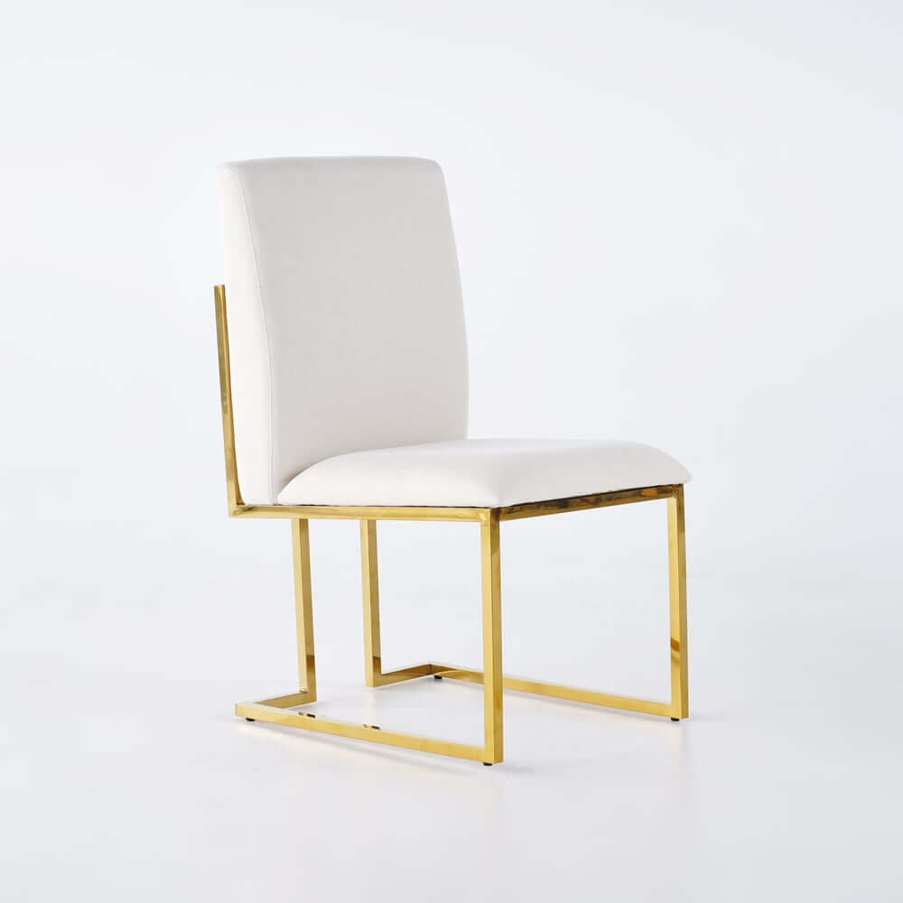 Modern Linen Side Chair Set Of 2 With Gold Legs