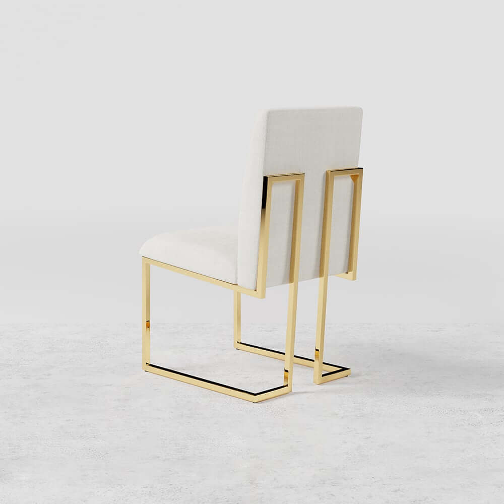 Modern Linen Side Chair Set Of 2 With Gold Legs