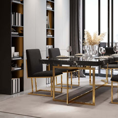 Modern Linen Side Chair Set Of 2 With Gold Legs