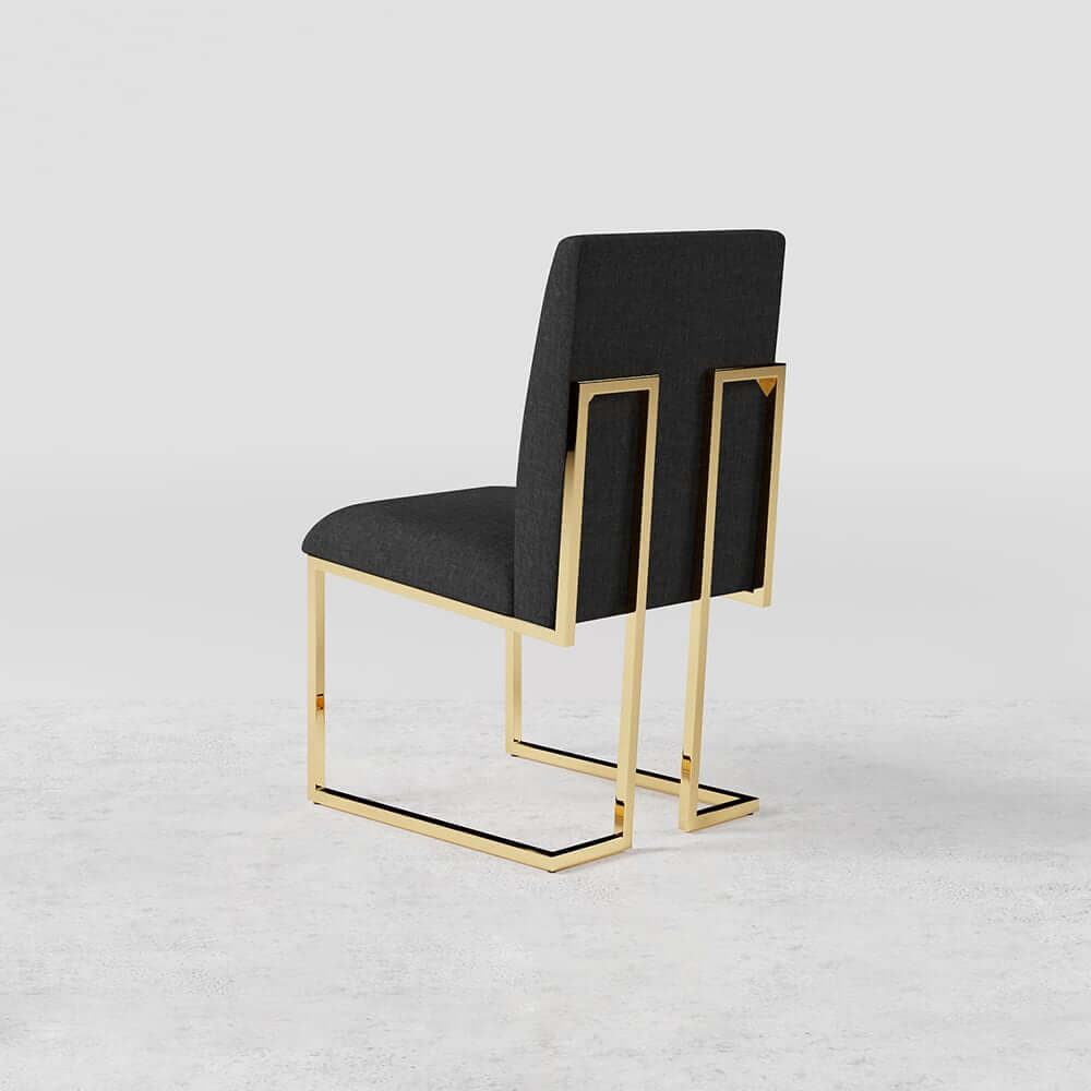 Modern Linen Side Chair Set Of 2 With Gold Legs