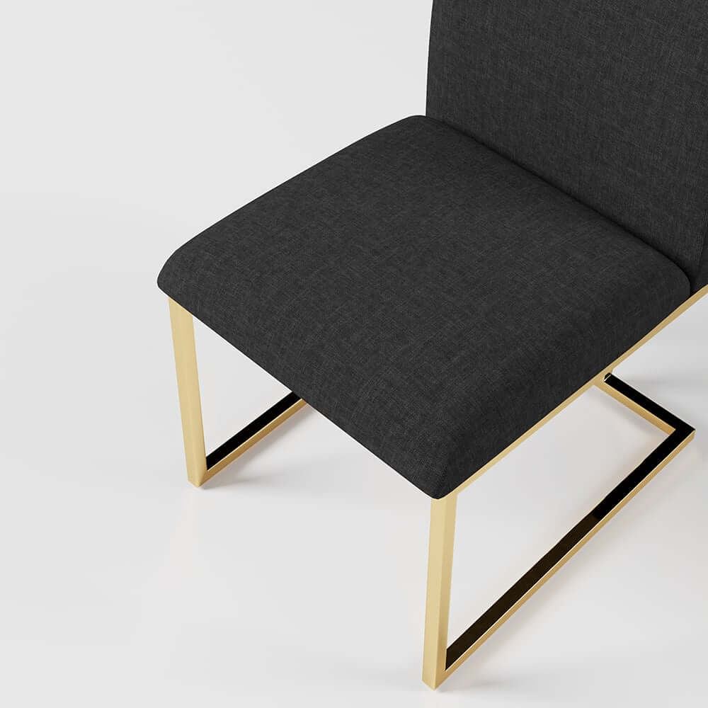 Modern Linen Side Chair Set Of 2 With Gold Legs